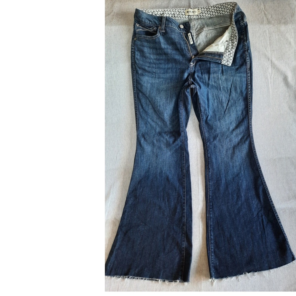 Ariat REAL Denim High Rise Wide Flare Jeans Blue Wash Women's 32 Altered Hemp
